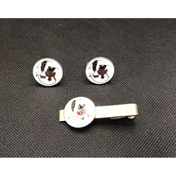 Trout Fly fishing SWANK Vintage Enamel Men's CUFFLINKS and TIEBAR - Picture 2 of 7